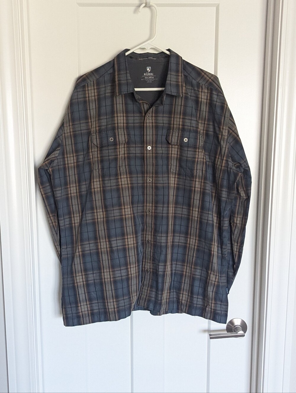 Kuhl Response Lite Button Down Shirt - Brown and Blue sz XXL